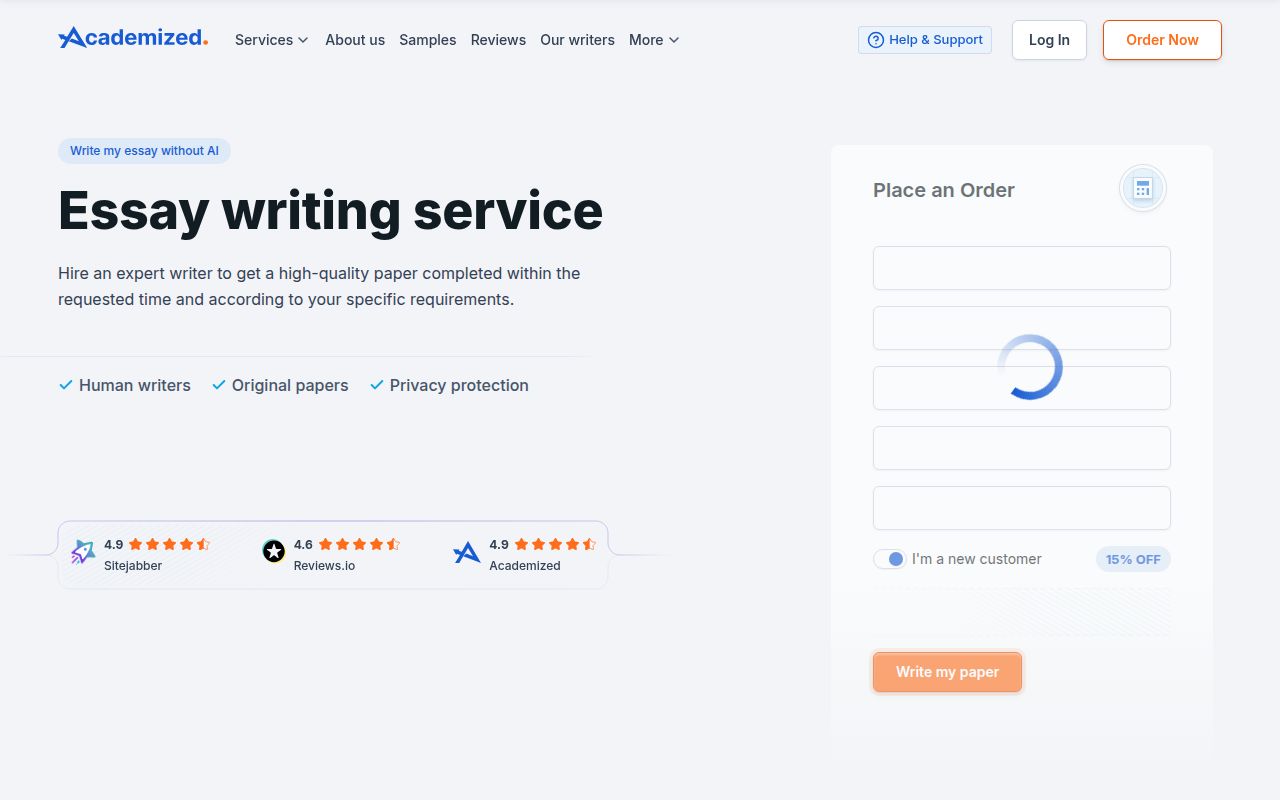 Academized homepage screenshot
