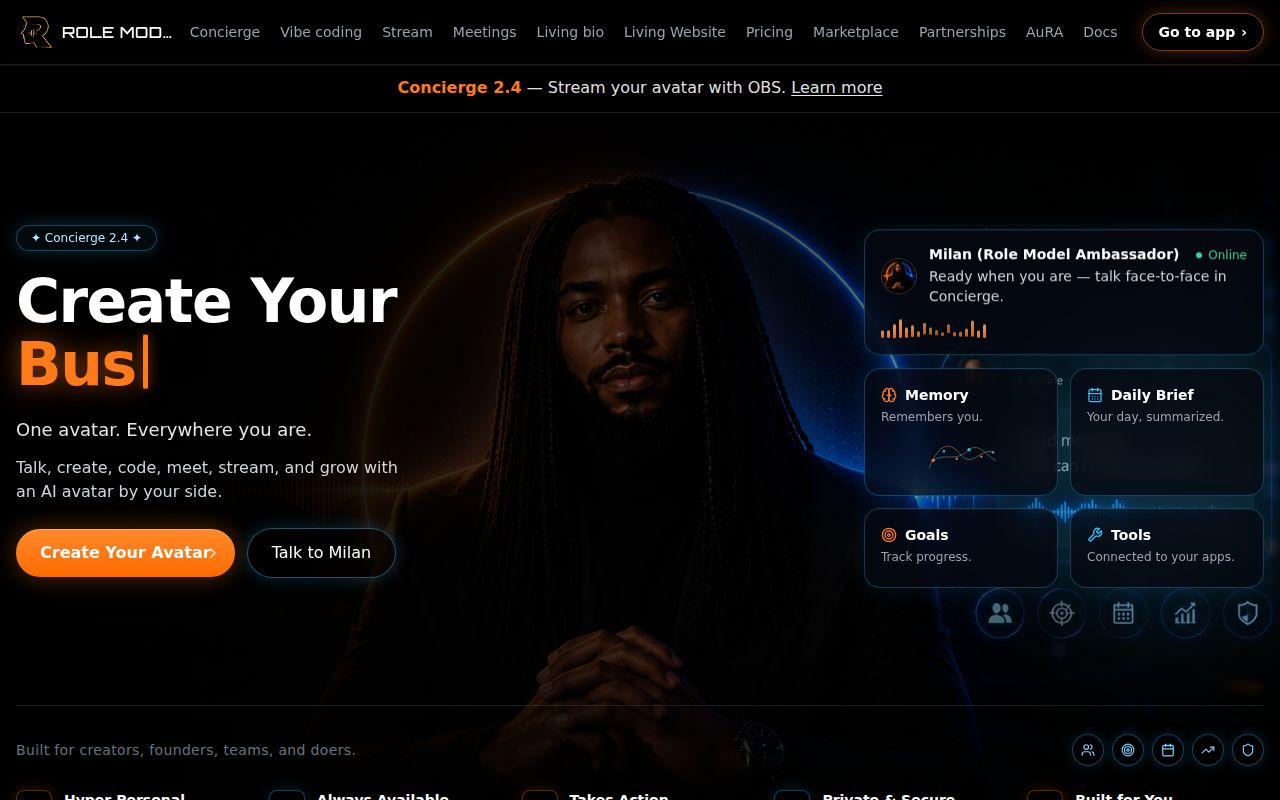 Rolemodel homepage screenshot