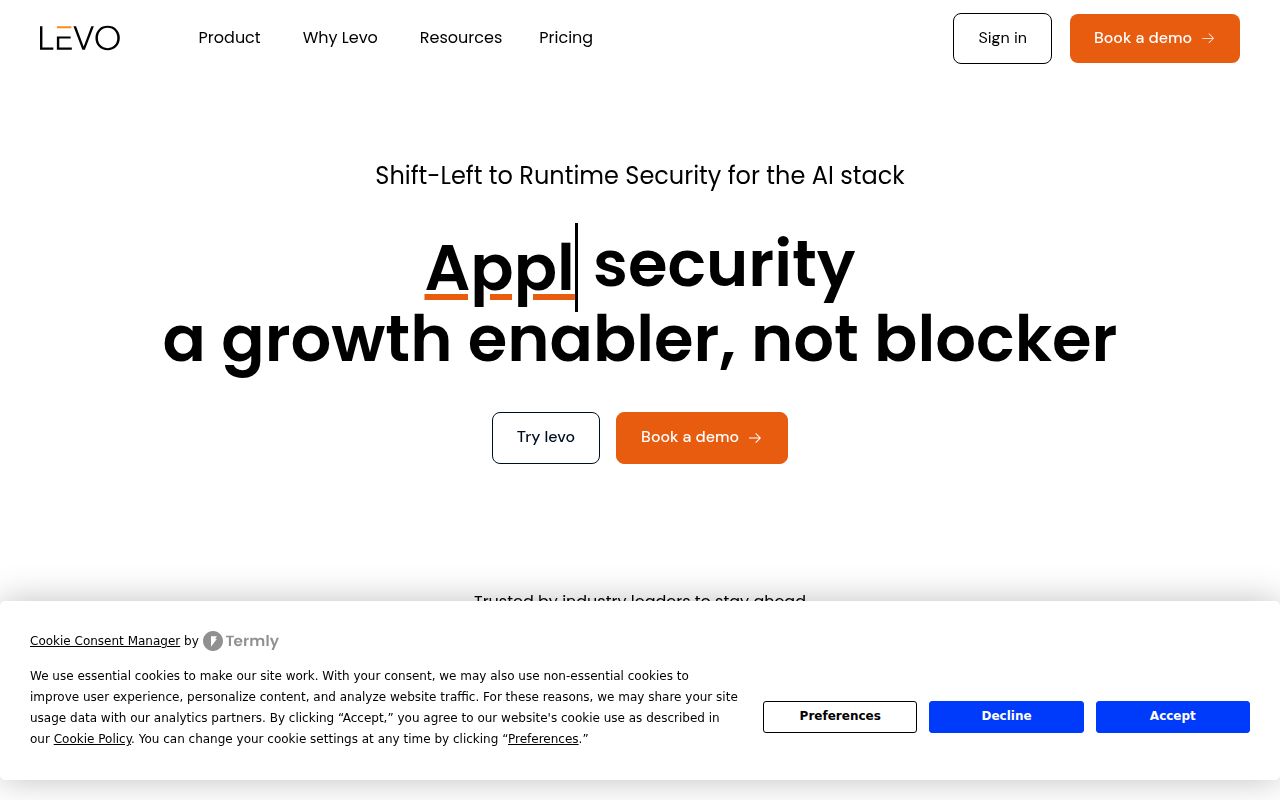 Levo AI homepage screenshot