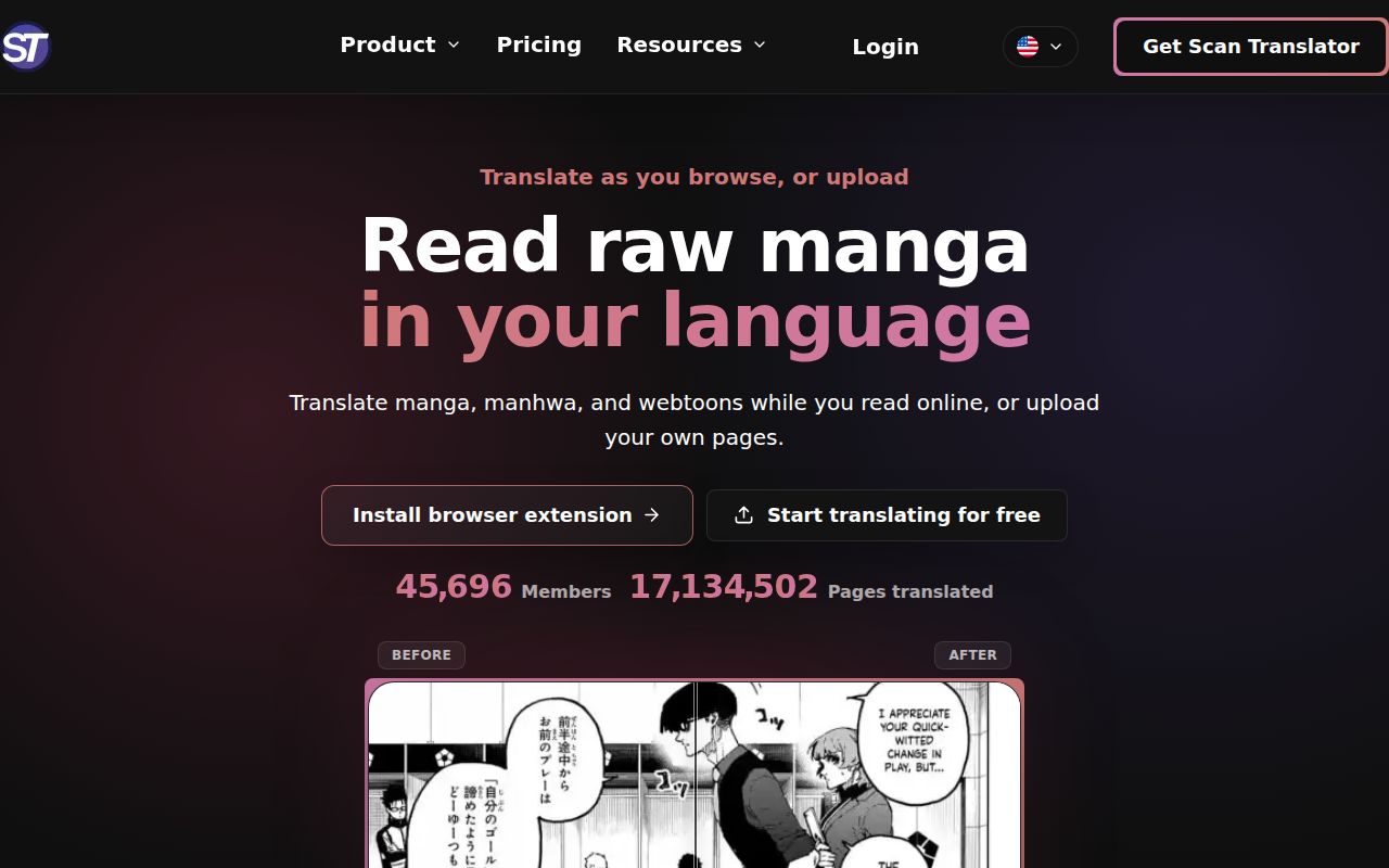 Scan Translator homepage