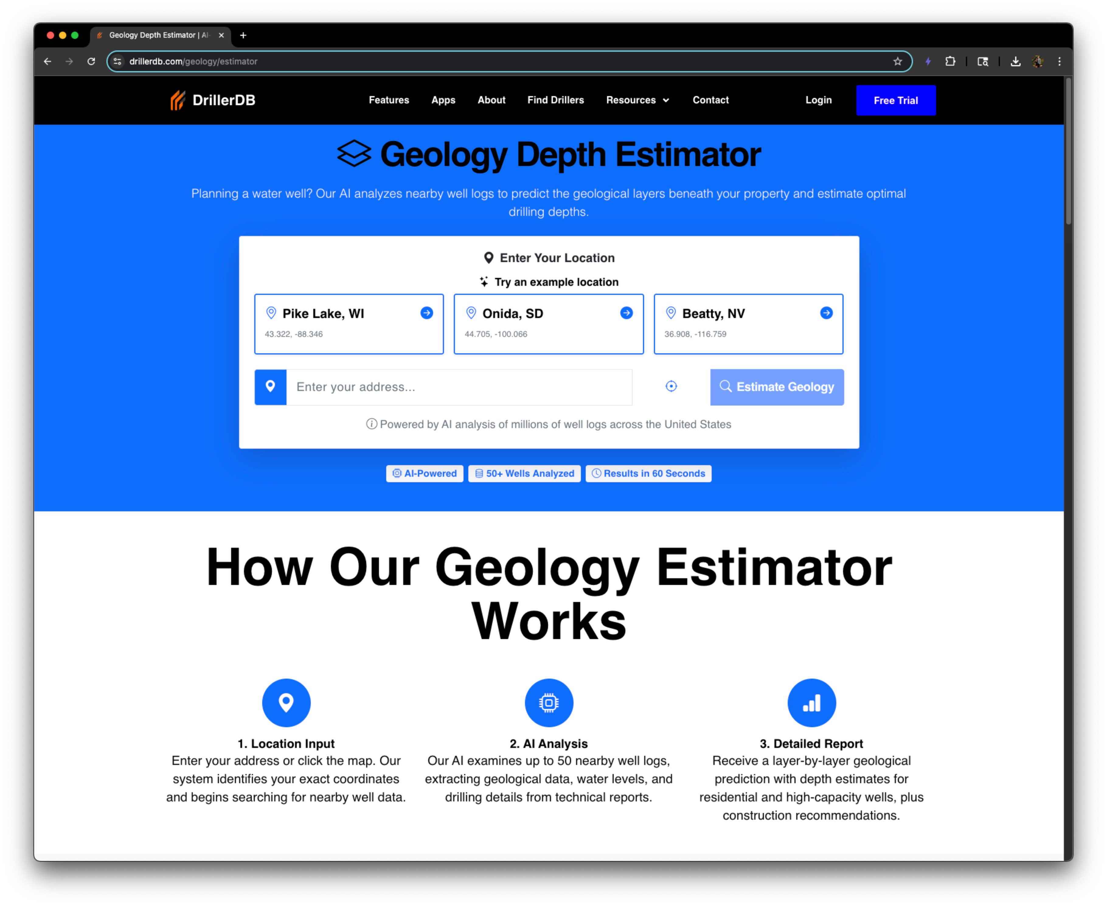 Geology Estimator – DrillerDB logo
