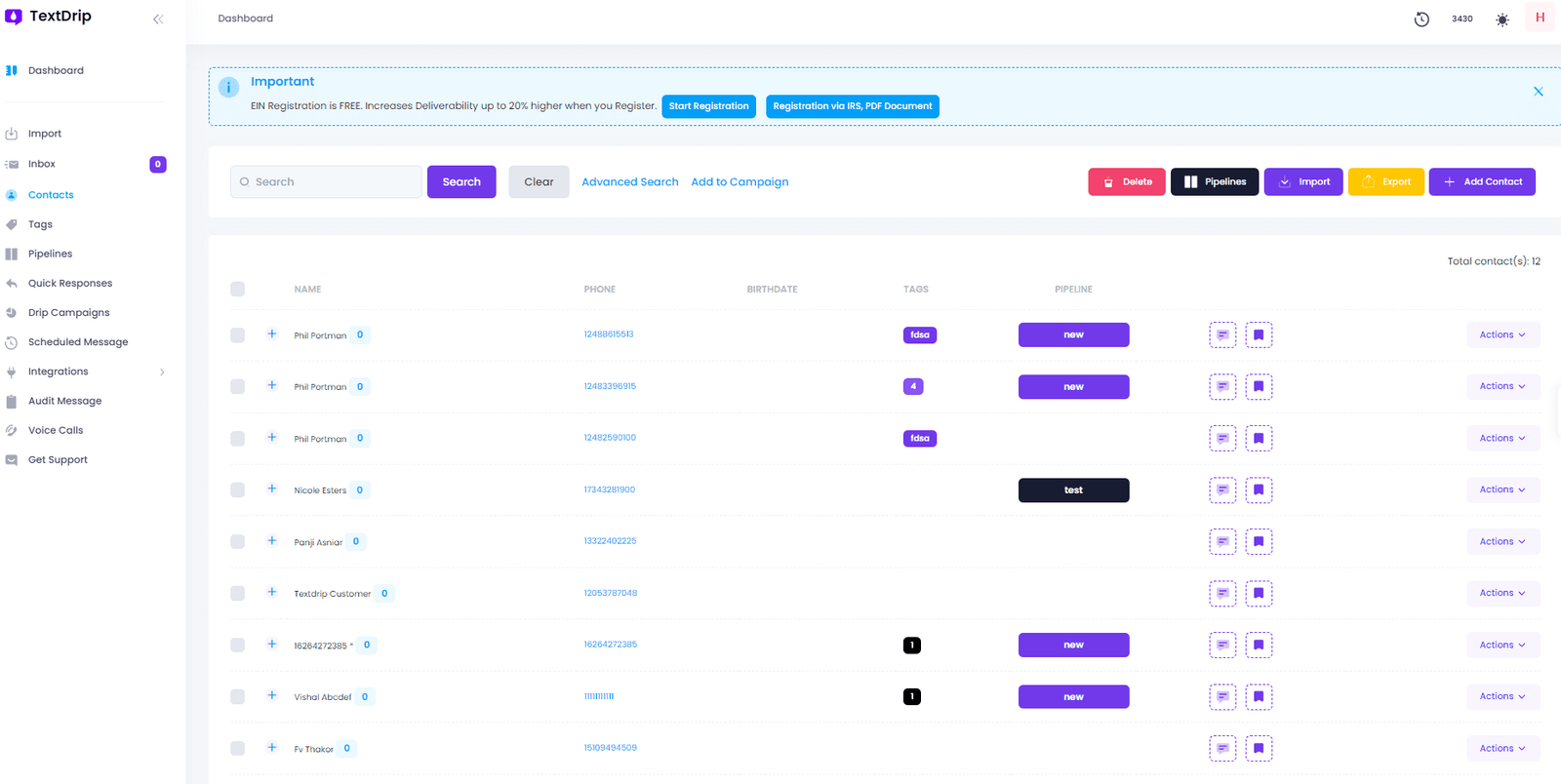 Textdrip screenshot